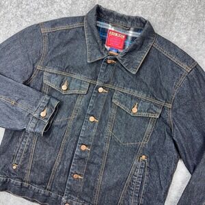 VTG Big Mac Denim Jacket Mens Large Dark Wash Flannel Lined Trucker Workwear 90s